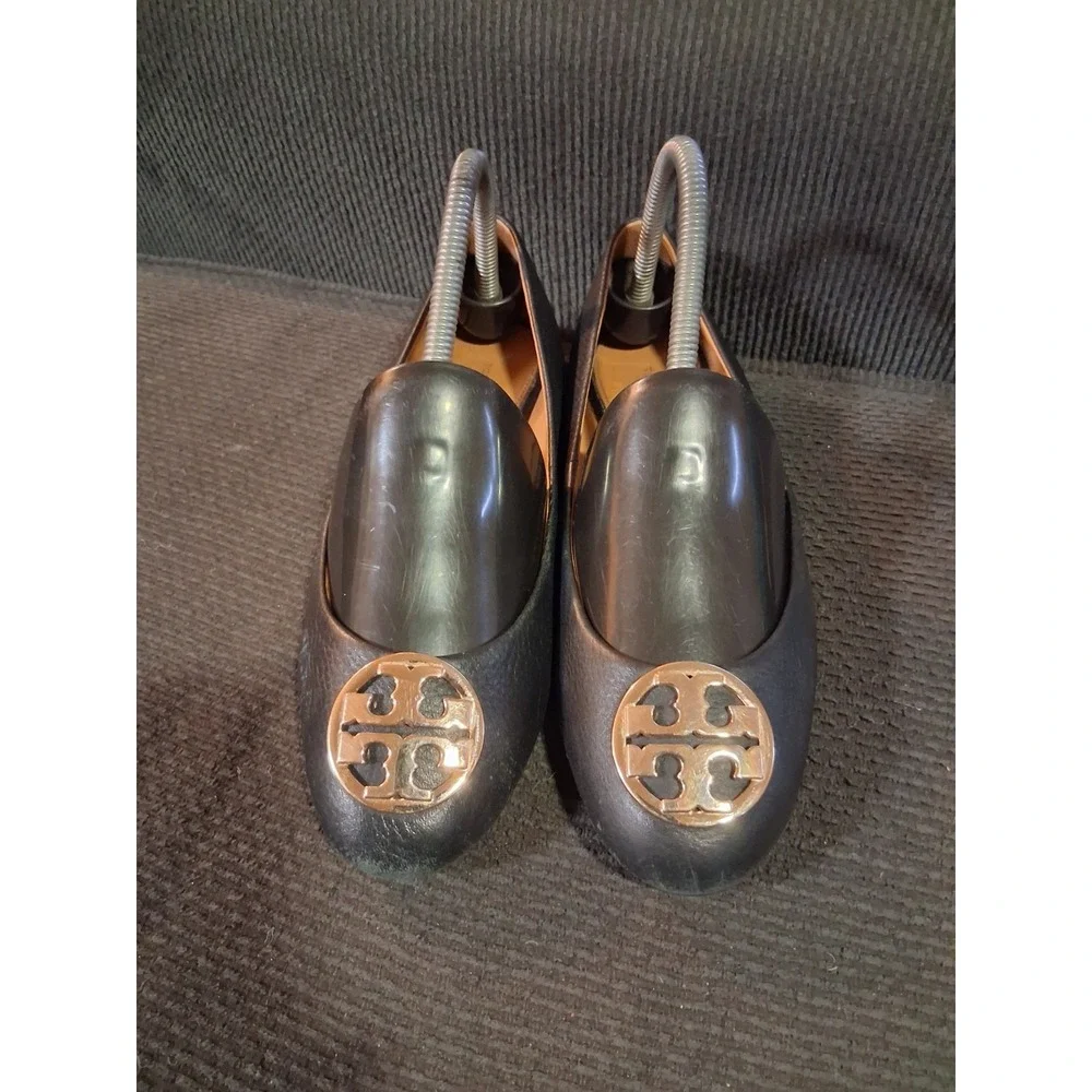 Tory Burch Women's‎ Chelsea Ballet Flats Leather Size 7.5 Black Copper